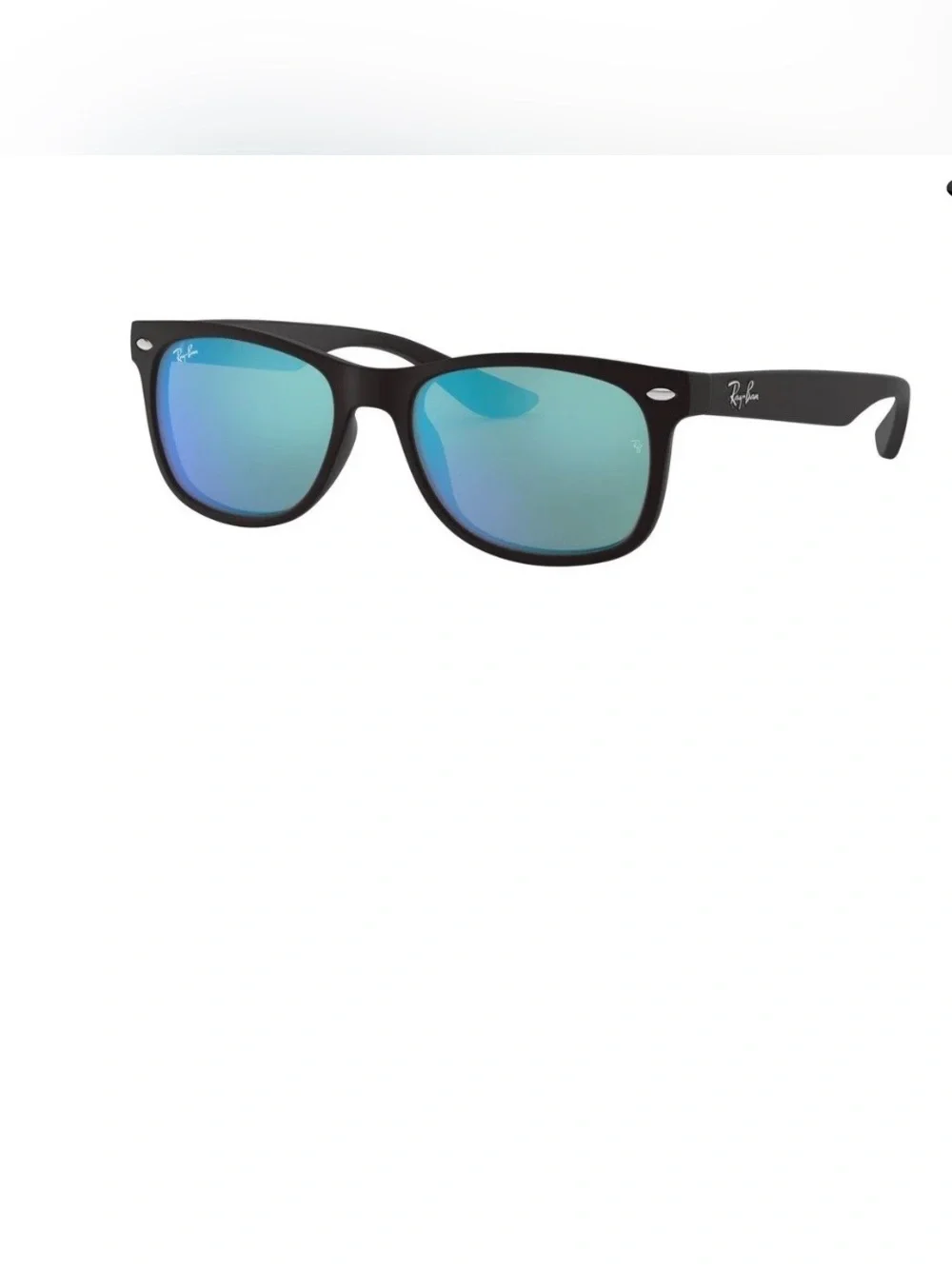 Ray-Ban Kids Black Frame Sunglasses with Blue-Green Mirrored Lenses